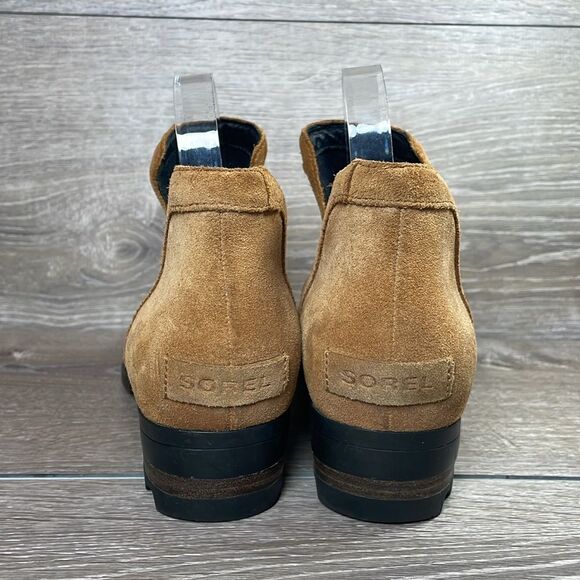 Sorel Lolla Cut Out Women’s Size 9.5 Chestnut Suede Slip On Ankle Boots - Picture 4 of 12